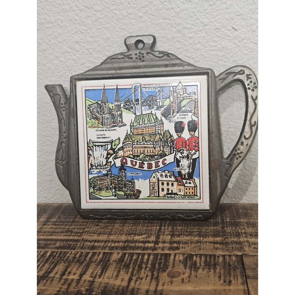 Quebec Ceramic Cast Iron Teapot Kettle Shaped Trivet Wall Hanging Sri Lanka
